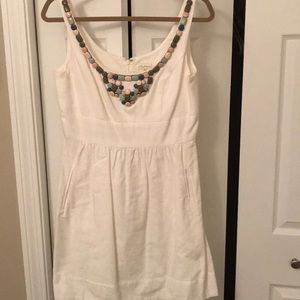 Shoshanna cotton linen dress with decorative neck